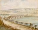 Original title:  Covered Bridge over the Avon River, Windsor, Nova Scotia
Date 1850 circa 
Artist: Susanna Lucy Anne Haliburton (Weldon)