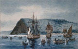 Original title:  Arrival of Jacques Cartier at Stadacona, 1535. 