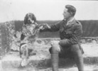 Original title:  Lt.-Col. John McCrae and his dog Bonneau. 