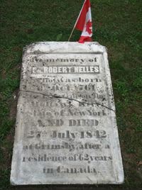 Original title:  Gravestone of Robert Nelles at St. Andrews Anglican Church, Grimsby, Ontario. Photo by Allan Smith, 2018.