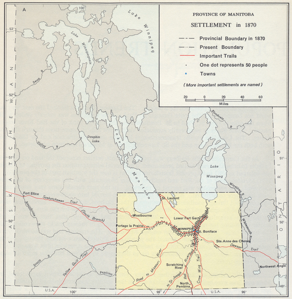 Province of Manitoba Settlement in 1870